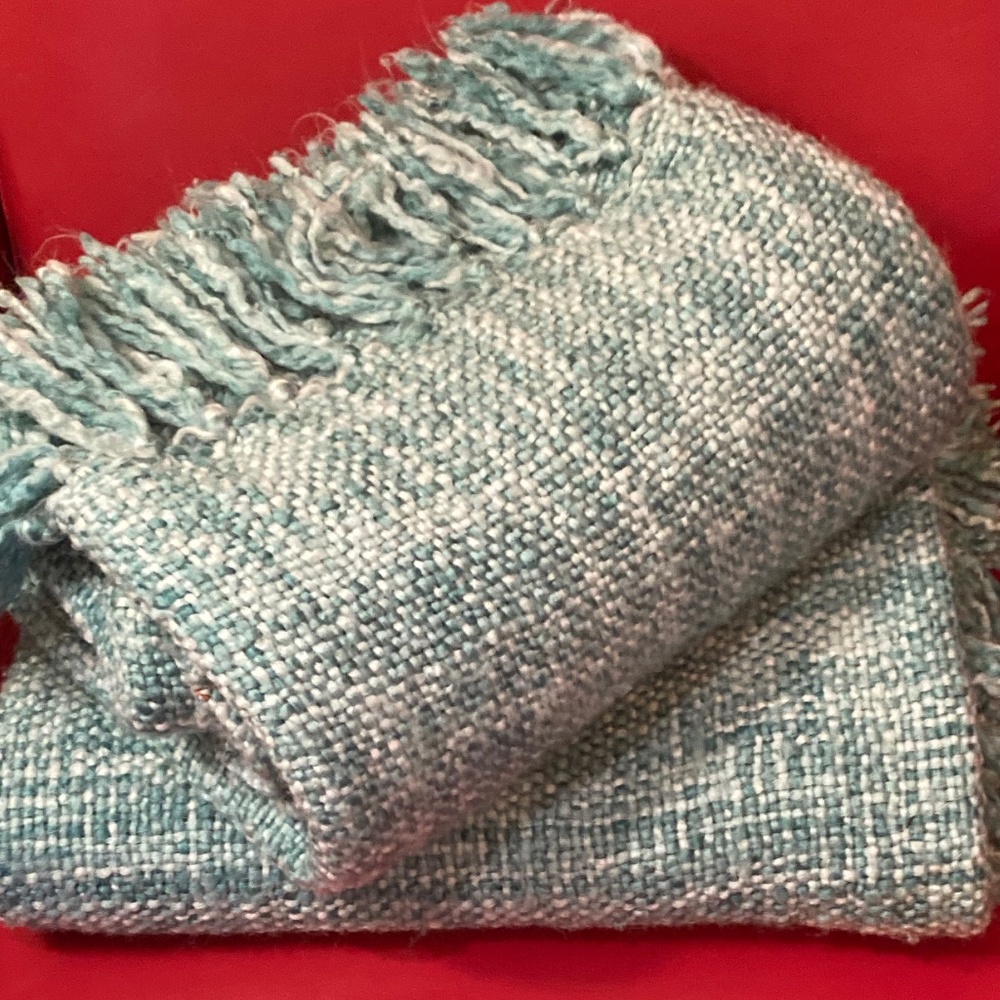 Teal Sofa throw blankets, pair of 2